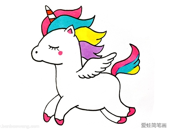 带翅膀的独角兽简笔画