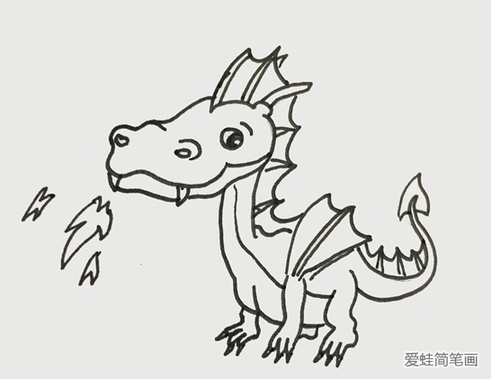 喷火龙简笔画步骤