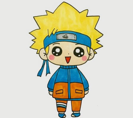 漩涡鸣人简笔画怎么画简