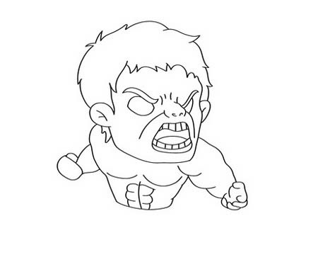 绿巨人浩克简笔画Q版步骤 绿巨人浩克简笔画Q版步骤