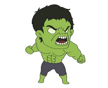 绿巨人浩克简笔画Q版步骤 绿巨人浩克简笔画Q版步骤