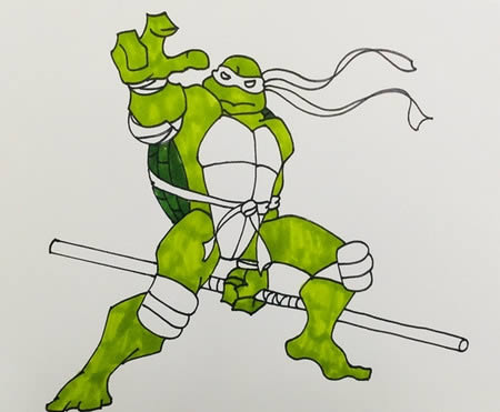 霸气的忍者神龟简笔画 霸气的忍者神龟简笔画