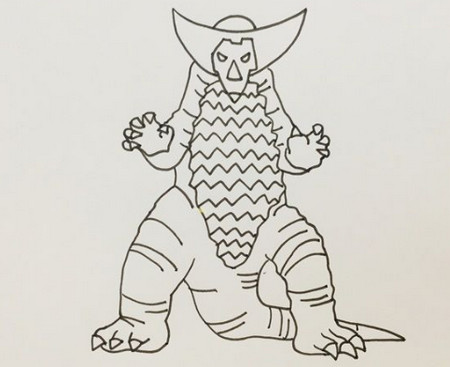 简单霸气的哥莫拉怪兽简笔画