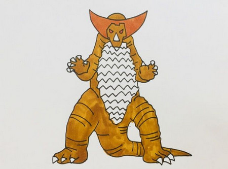 简单霸气的哥莫拉怪兽简笔画