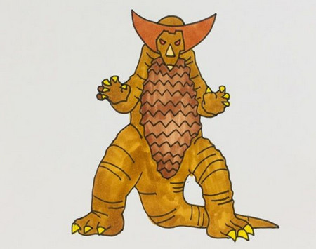 简单霸气的哥莫拉怪兽简笔画