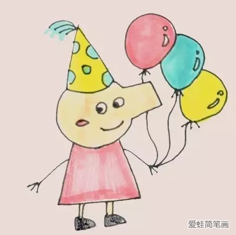 拿着气球的小猪佩奇简笔画 拿着气球的小猪佩奇简笔画