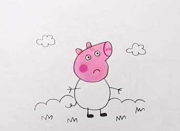 彩色的小猪佩奇简笔画