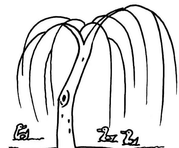 简单的垂柳风景画