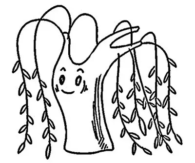 卡通的垂柳简笔画