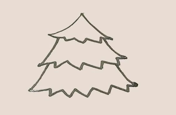 一大一小两棵松树的简笔画