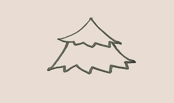 一大一小两棵松树的简笔画