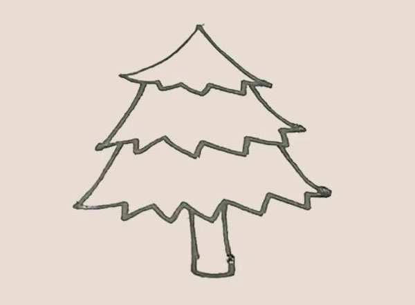 一大一小两棵松树的简笔画