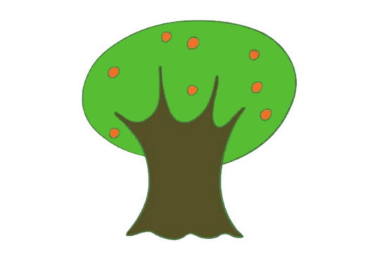 结满红色果子的果树简笔画