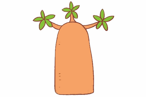 带颜色的面包树简笔画教程