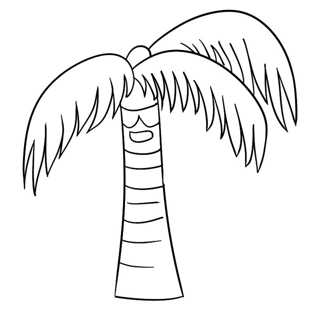 一棵粗壮的椰子树简笔画教程