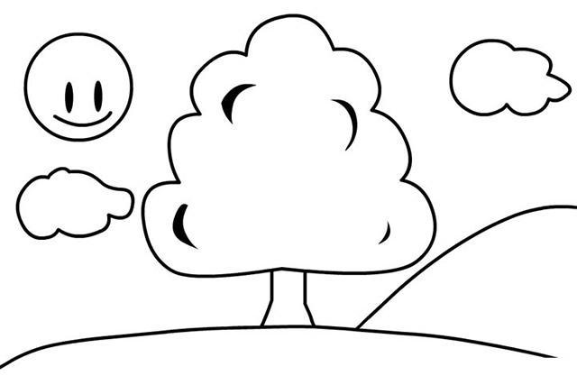 太阳下的大树简笔画