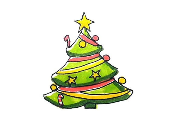 简单七步画出漂亮的圣诞树简笔画