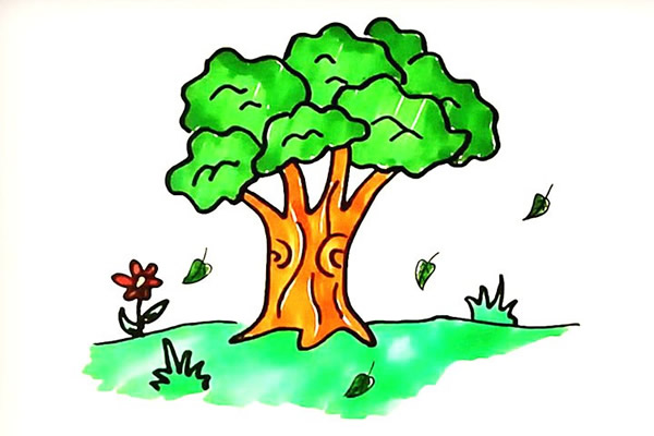 一步步教你画漂亮的大榕树