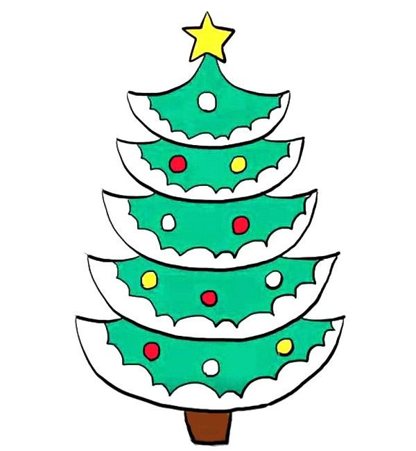 可爱的圣诞树简笔画步骤教程