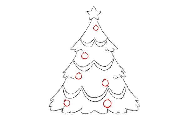 彩色漂亮的圣诞树简笔画