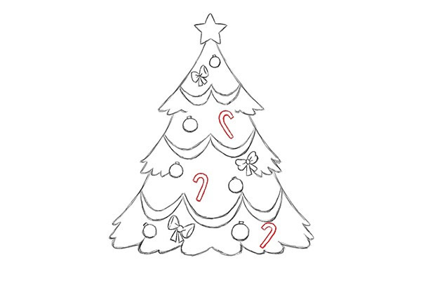 彩色漂亮的圣诞树简笔画