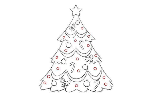 彩色漂亮的圣诞树简笔画