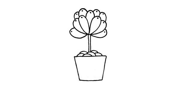 一步步教你画盆栽多肉植物