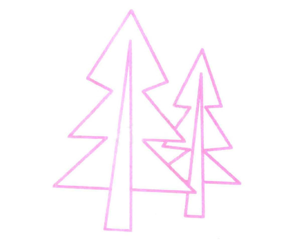 两颗小松树的简笔画