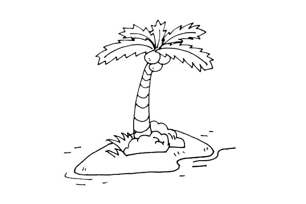 海岛上的椰树简笔画教程