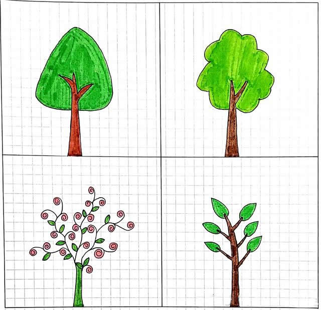 一组小清新的大树简笔画
