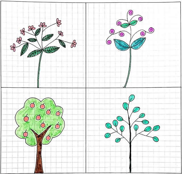 一组小清新的大树简笔画