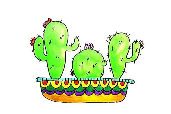 彩色的仙人掌简笔画教程(仙人掌简笔图片大全大图)