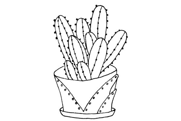 好看的仙人掌简笔画(简笔仙人掌花画法)