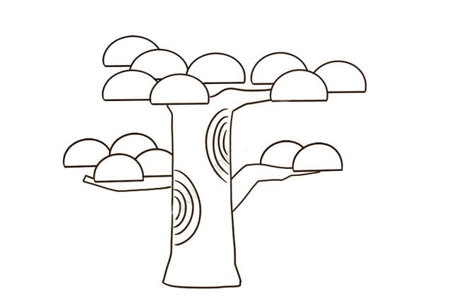 涂色的迎客松简笔画(黄山迎客松简笔图片)