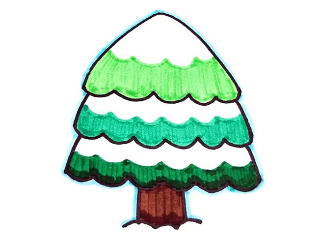 涂色的松树简笔画(幼儿简笔画涂色打印)