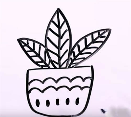 万年青盆栽简笔画步骤教程(彩叶万年青简笔画)