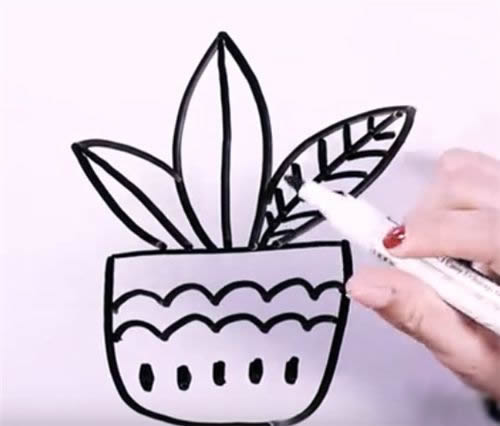 万年青盆栽简笔画步骤教程