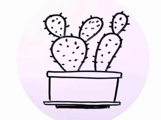 五步画出仙人掌盆栽简笔画(仙人掌的盆怎么画)