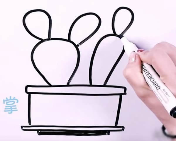 五步画出仙人掌盆栽简笔画