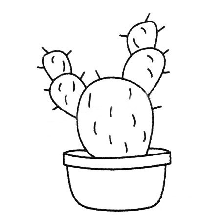 仙人掌盆景简笔画(仙人掌简笔画图片彩色)