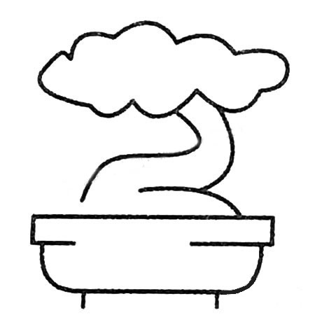 四步画一幅盆景简笔画