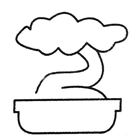 四步画一幅盆景简笔画