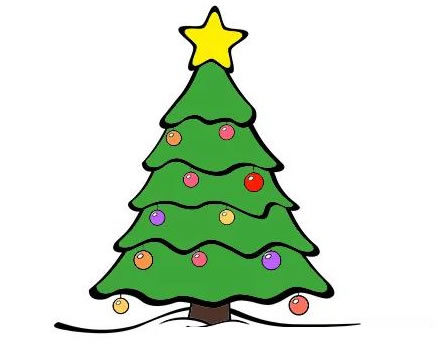 漂亮的圣诞树彩色简笔画(漂亮的圣诞树)