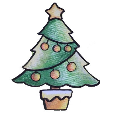 花盆里的圣诞树简笔画