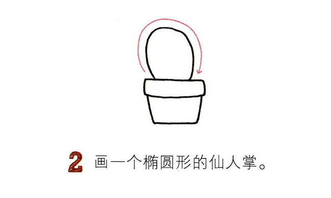两盆彩色的仙人球简笔画教程