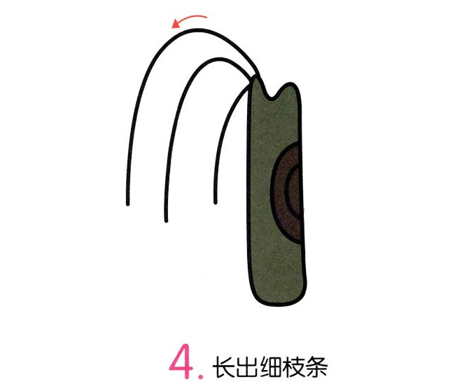 简单涂色的柳树简笔画