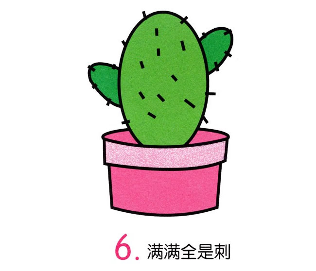 满身是刺的仙人掌简笔画
