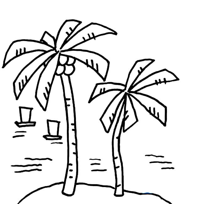 海边的椰子树简笔画(海边椰子树简笔画彩色)