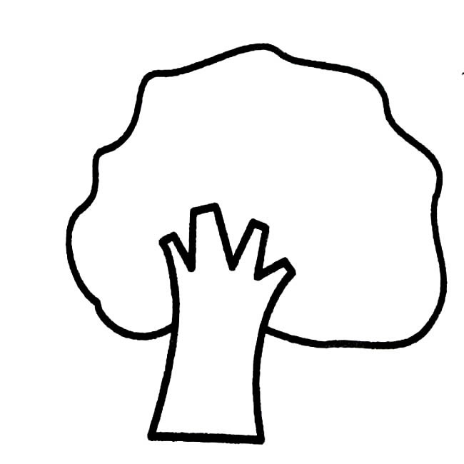 非常简单的大树轮廓简笔画