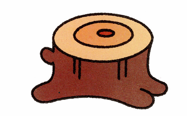 涂色的树桩简笔画步骤